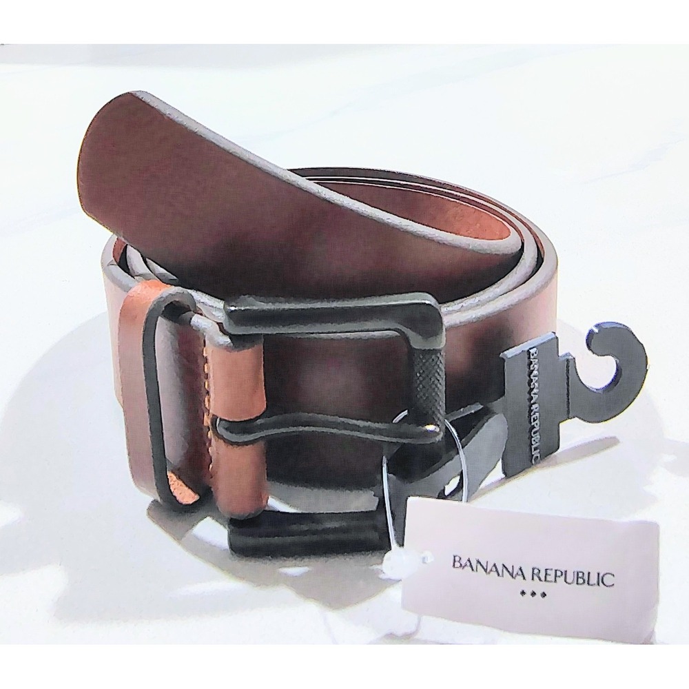 Banana Republic Belt Genuine Buffalo Leather Belt Sz 36 Casual Cognac Brown NWT